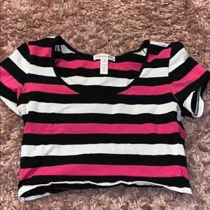 Black white and pink crop top